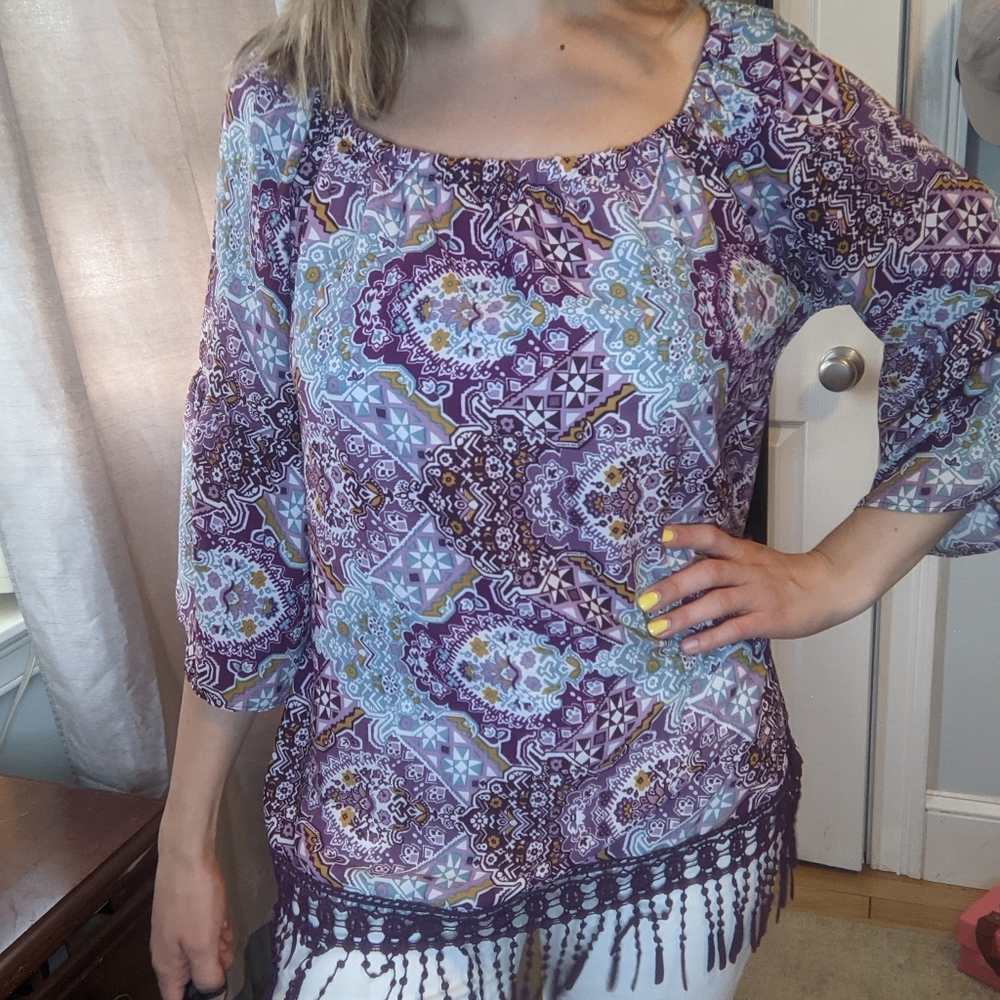 Sheer purple paisley top
